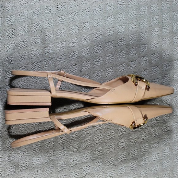 Zara Nude Slingback Flats with Toe Chain - LIKE NEW - Picture 4 of 6